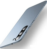 Stuff Certified® Ultra Thin Case for Samsung Galaxy S22 Ultra - Hard Plastic Case Cover - Light Blue