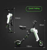 Stuff Certified® Scooter elettrico pieghevole 250 W - Bicicletta pieghevole con pneumatici da 8 pollici - Bianco