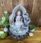 Minideal Boeddha Sier Waterval - LED Verlichting - Zen Garden Feng Shui Fontein Decor