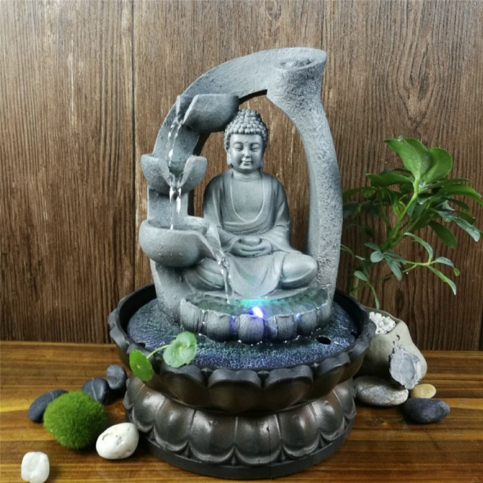 Ozdobny wodospad Buddy - Oświetlenie LED - Wystrój fontanny Zen Garden Feng Shui