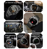 Lige Montre intelligente avec moniteur cardiaque et compteur d'oxygène - Montre de suivi de santé sportive - Bracelet en maille - Noir - Copy