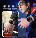 Lige Montre intelligente avec moniteur cardiaque et compteur d'oxygène - Montre de suivi de santé sportive - Bracelet en maille - Noir - Copy