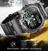 Lige Montre intelligente avec moniteur cardiaque et compteur d'oxygène - Montre de suivi de santé sportive - Bracelet en maille - Noir - Copy