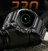 Lige Montre intelligente avec moniteur cardiaque et compteur d'oxygène - Montre de suivi de santé sportive - Bracelet en maille - Noir - Copy