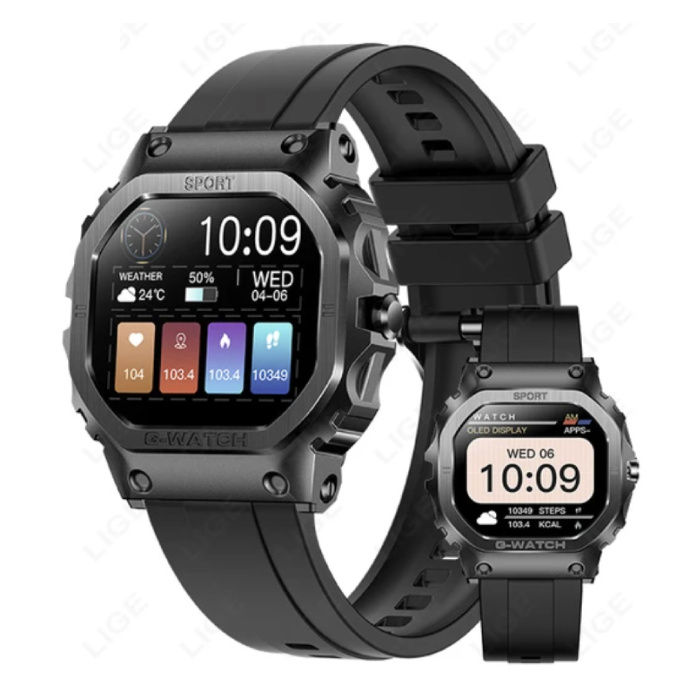 Monitor stanu zegarka Smartwatch - Zegarek monitorujący stan zdrowia sportowego - Pasek silikonowy - Czarny