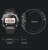 Lige Monitor stanu zegarka Smartwatch - Zegarek monitorujący stan zdrowia sportowego - Pleciony nylonowy pasek - Czarny
