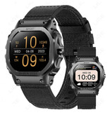 Lige Smartwatch Gezondheid Monitor - Sport Health Tracker Horloge - Gevlochten Nylon Bandje - Zwart