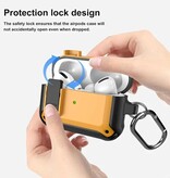 Lopnord Shockproof Case for AirPods Pro - With Lock and Carabiner - AirPod Case Cover Skin - Blue