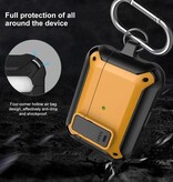 Lopnord Shockproof Case for AirPods Pro 2 - With Lock and Carabiner - AirPod Case Cover Skin - Yellow