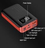 OLOEY Mini Powerbank 10.000 mAh - Doppia porta USB 2x - Caricabatteria di emergenza esterno con display LED - Nero