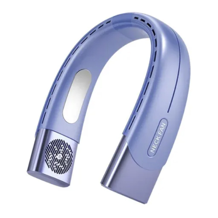 Ventilatore elettrico da collo - Ricaricabile tramite USB - Ventola di raffreddamento portatile senza pale - Blu