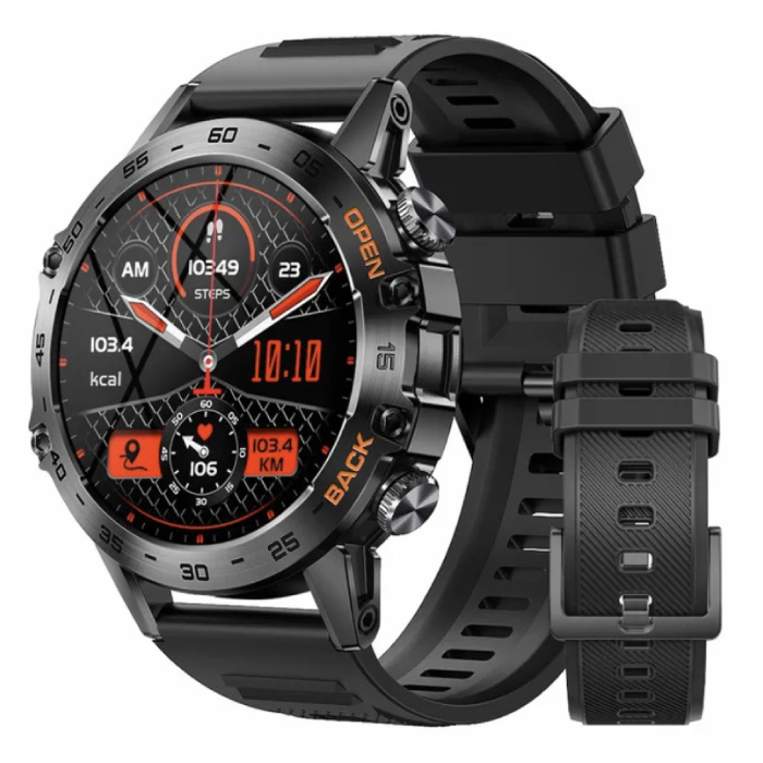 Smartwatch – Monitor stanu sportowego Zegarek z trackerem iOS Android – Pasek silikonowy – Czarny
