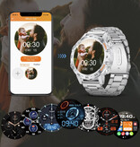 Lige Smartwatch - Monitor stanu sportowego Zegarek z trackerem iOS Android - Stalowy pasek - Srebrny