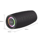 Zealot S56 Bluetooth 5.2 RGB Soundbox – 8000 mAh Akku – kabelloser 3D-HiFi-Lautsprecher – Schwarz