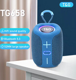 T & G Głośnik bezprzewodowy TG658 - Bateria 1200 mAh - Subwoofer Bluetooth 5.3 Radio HiFi TF - Czarny