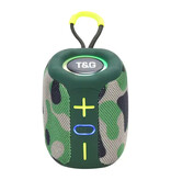 T & G TG658 Kabelloser Lautsprecher – 1200 mAh Akku – Bluetooth 5.3 Subwoofer HiFi TF Radio – Camo