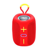 T & G Altavoz inalámbrico TG658 - Batería de 1200 mAh - Bluetooth 5.3 Subwoofer HiFi TF Radio - Rojo