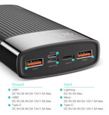 Kuulaa Powerbank 20.000 mAh – QC/PD 3.0 mit 3 Ladeanschlüssen – Notfall-Akkuladegerät – Schwarz