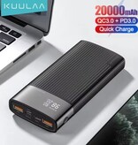 Kuulaa Powerbank 20.000 mAh – QC/PD 3.0 mit 3 Ladeanschlüssen – Notfall-Akkuladegerät – Weiß