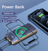 Stuff Certified® 20.000 mAh Qi Power Bank mit 2 Ladeanschlüssen und 4 Kabeln – Externes Akkuladegerät – Grün