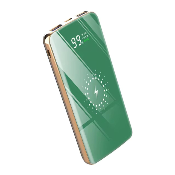 Power Bank Qi de 20.000mAh con 2 Puertos de Carga y 4 Cables - Cargador de batería Externo - Verde