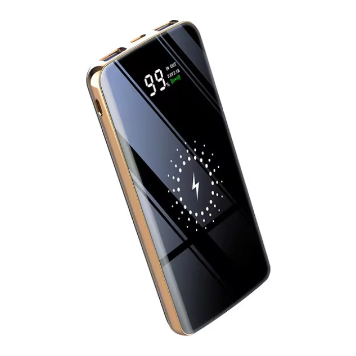 Power Bank Qi da 20.000 mAh con 2 porte di ricarica e 4 cavi - Caricabatteria esterno - Nero