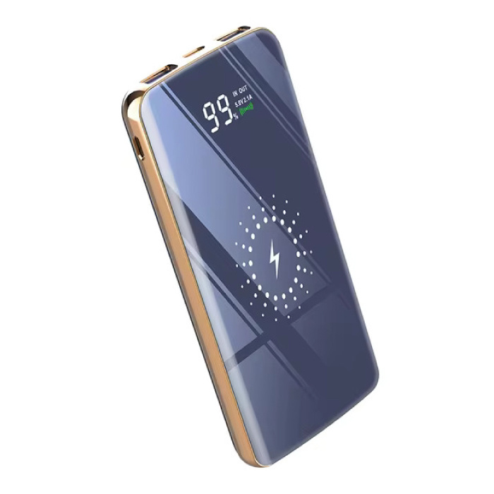 Power Bank Qi de 20.000 mAh con 2 Puertos de Carga y 4 Cables - Cargador de batería Externo - Azul