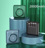 Stuff Certified® Mini banque d'alimentation Qi 20 000 mAh avec 2 ports de charge et 4 câbles - Chargeur de batterie externe - Vert