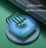 Stuff Certified® Mini banque d'alimentation Qi 20 000 mAh avec 2 ports de charge et 4 câbles - Chargeur de batterie externe - Vert