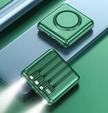 Stuff Certified® 20.000mAh Qi Mini Powerbank met 2 Oplaadpoorten en 4 Kabels - Externe Accu Batterij Oplader - Groen