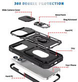 WENBIN Armor Case para iPhone 15 Pro - con soporte y deslizador para cámara - Cubierta con agarre magnético - Negro