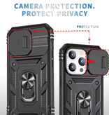 WENBIN Armor Hoesje voor iPhone XS Max - met Kickstand en Camera Slide - Magneet Grip Cover - Rood