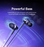 Baseus CZ11 Earbuds with Microphone and Controls - 3.5mm AUX Earphones Volume Control Wired Earphone - Black