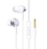 Baseus CZ11 Earbuds with Microphone and Controls - 3.5mm AUX Earphones Volume Control Wired Earphone - White