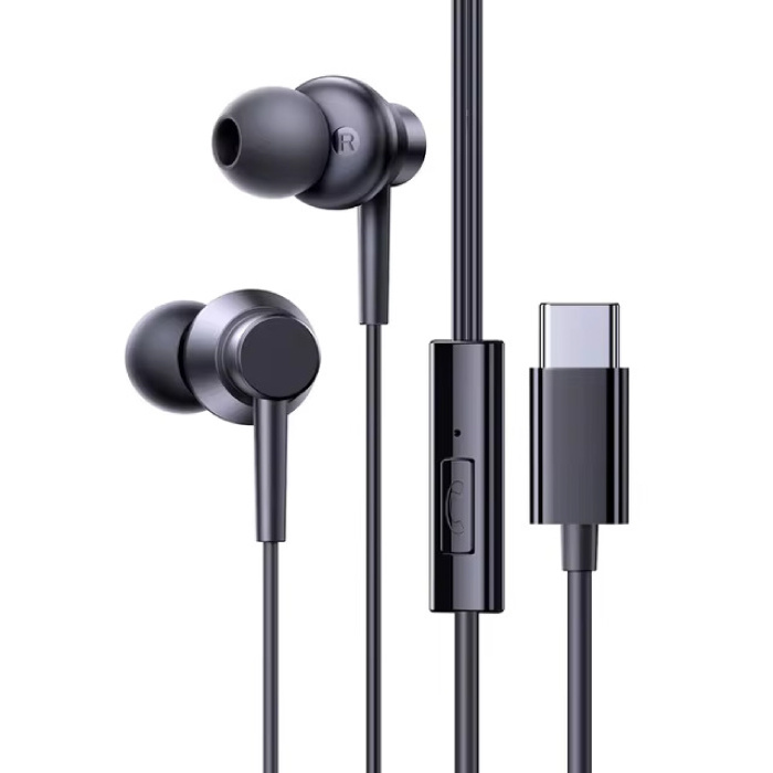 Écouteurs HZ11 avec micro et commandes - Écouteurs USB-C Écouteurs filaires à contrôle du volume - Noir