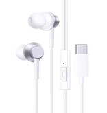 Baseus HZ11 Earbuds with Microphone and Controls - USB-C Earphones Volume Control Wired Earphones - White