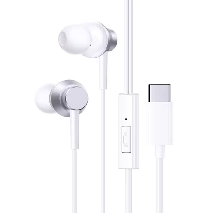 Écouteurs HZ11 avec micro et commandes - Écouteurs USB-C Contrôle du volume Écouteurs filaires - Blanc