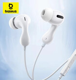 Baseus Auriculares CZ20 con micrófono y controles - Auriculares auxiliares de 3,5 mm Control de volumen Auriculares con cable - Blanco