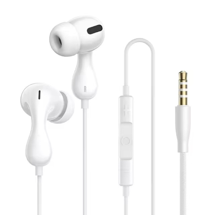 CZ20 Earbuds with Microphone and Controls - 3.5mm AUX Earphones Volume Control Wired Earphone - White