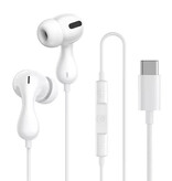 Baseus HZ20 Earbuds with Microphone and Controls - USB-C Earphones Volume Control Wired Earphones - White