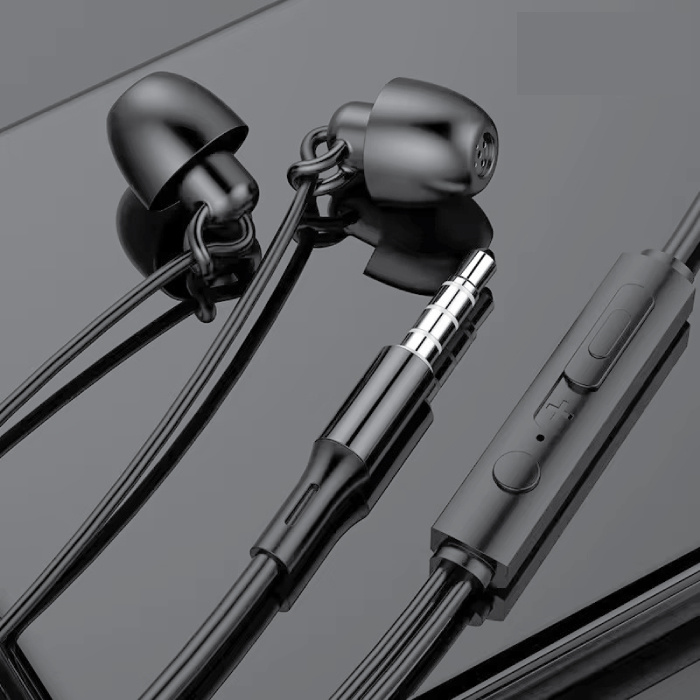 H17 Earbuds with Microphone and Controls - 3.5mm AUX Earphones Volume Control Wired Earphone - Black