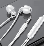 Baseus H17 Earbuds with Microphone and Controls - 3.5mm AUX Earphones Volume Control Wired Earphone - White