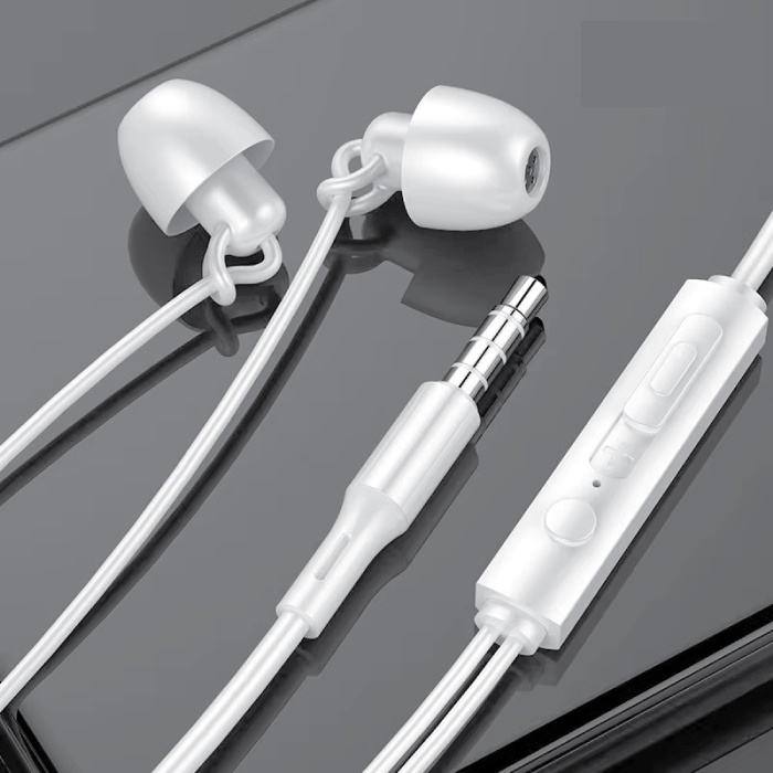 H17 Earbuds with Microphone and Controls - 3.5mm AUX Earphones Volume Control Wired Earphone - White