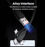 Elough 3-in-1-USB-C-Ladekabel – iPhone Lightning / USB-C / Micro-USB – 1,5 Meter langes Ladegerät-Datenkabel – Gelb