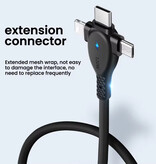 Elough 3-in-1-USB-C-Ladekabel – iPhone Lightning / USB-C / Micro-USB – 1,5 Meter langes Ladegerät-Datenkabel – Gelb