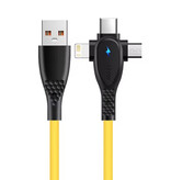 Elough 3 in 1 USB Oplaadkabel - iPhone Lightning / USB-C / Micro-USB - 1.5 Meter Oplader Data Kabel - Geel