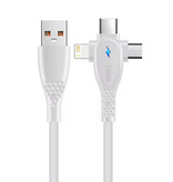 Elough 3 in 1 USB Oplaadkabel - iPhone Lightning / USB-C / Micro-USB - 1.5 Meter Oplader Data Kabel - Wit