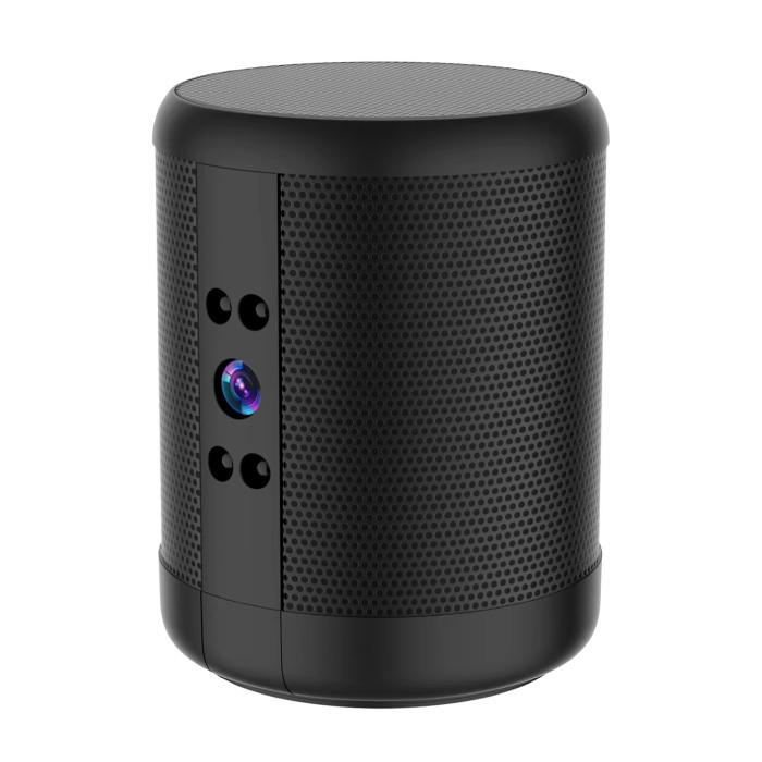 Mini cámara de seguridad / altavoz Bluetooth - Altavoz HD 1080p Videocámara Intercomunicador bidireccional - Negro