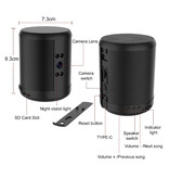 AEVYVKV Mini Security Camera / Bluetooth Speaker - Speaker HD 1080p Camcorder Two-way Intercom - Black