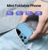 SERVO Mini telefono pieghevole I16 Pro - Schermo HD da 1,77 pollici - Doppia SIM - Batteria da 1000 mAh - Blu